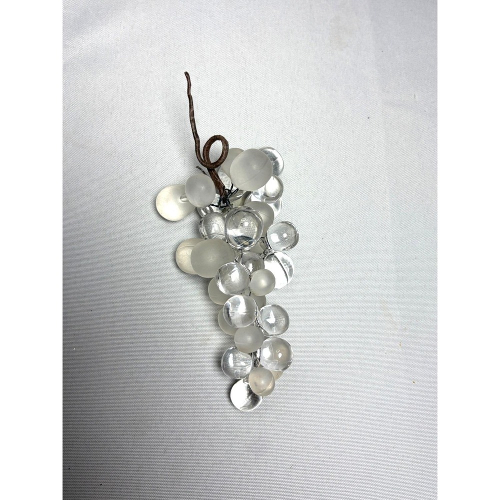 Vintage Heavy Acrylic Grape Cluster Clear and Frosted Lucite Style NO LEAVES